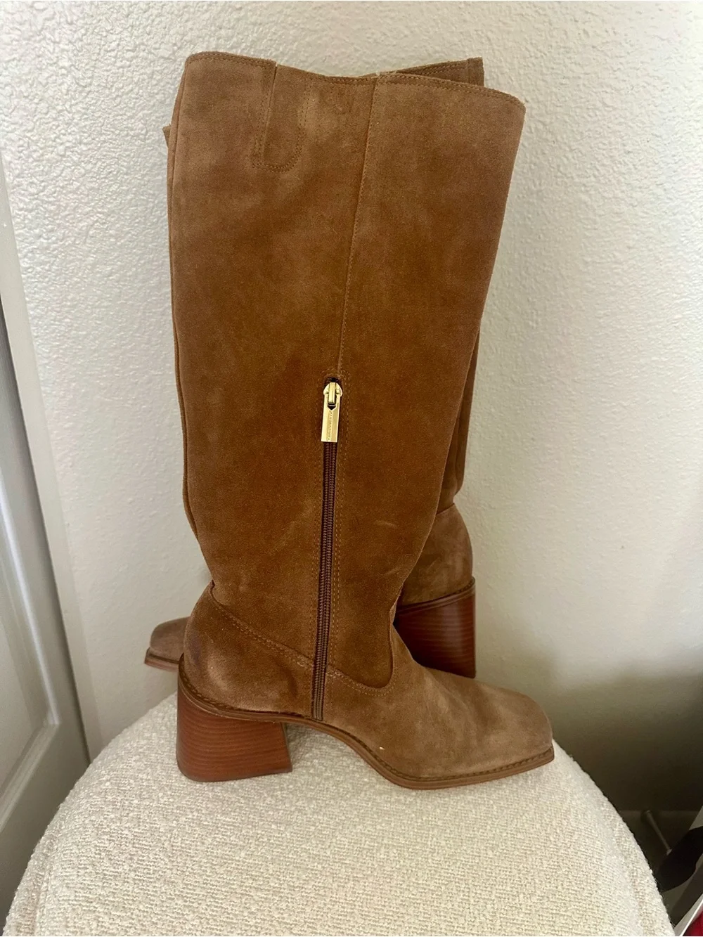 Vince Camuto Sangeti Wide Calf Suede Knee High Boots Reishi Brown Size 8